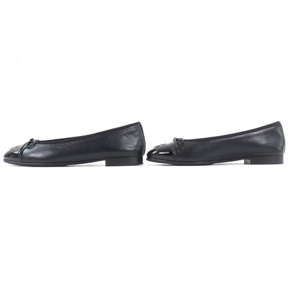 CHANEL Black Leather Ballerina with Patent Trim – Size 36.5 – Made in Italy – 100% Authentic ✨Excellent Pre-Owned Condition