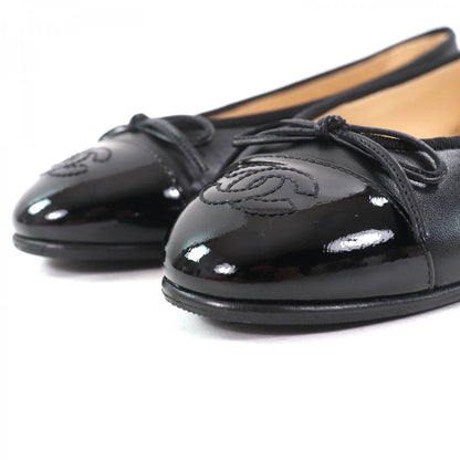 CHANEL Black Leather Ballerina with Patent Trim – Size 36.5 – Made in Italy – 100% Authentic ✨Excellent Pre-Owned Condition