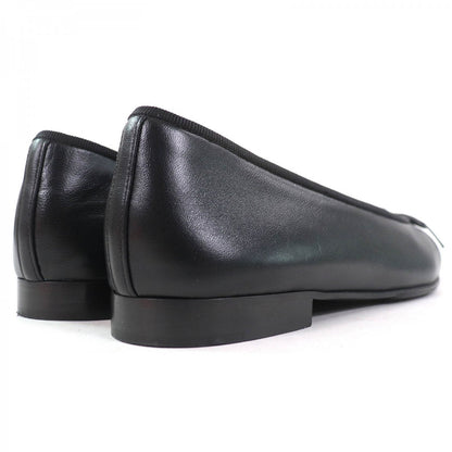 CHANEL Black Leather Ballerina with Patent Trim – Size 36.5 – Made in Italy – 100% Authentic ✨Excellent Pre-Owned Condition