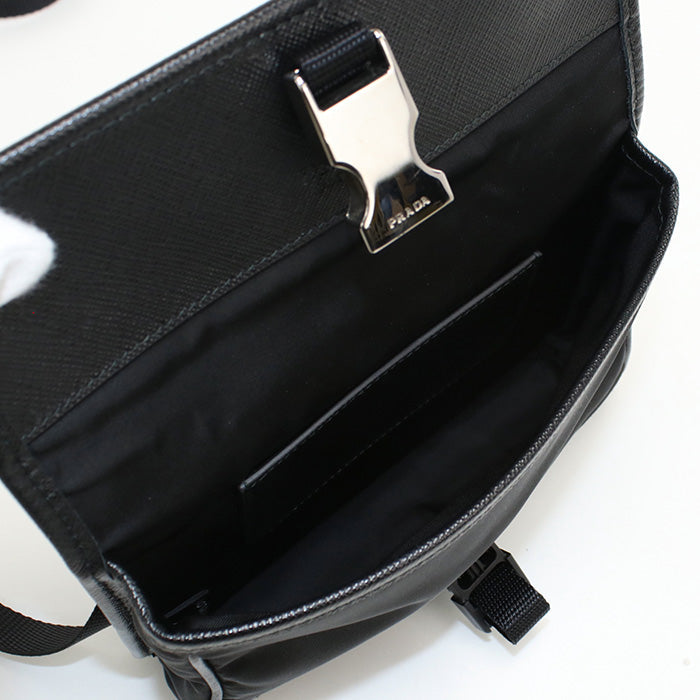 PRADA Diagonal Shoulder Bag – Nylon & Saffiano Leather – Black – Men’s – 100% Authentic Pre-Owned✨ Excellent Pre-Owned Condition no