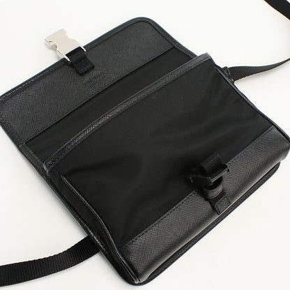 PRADA Diagonal Shoulder Bag – Nylon & Saffiano Leather – Black – Men’s – 100% Authentic Pre-Owned✨ Excellent Pre-Owned Condition no
