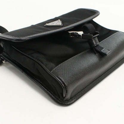 PRADA Diagonal Shoulder Bag – Nylon & Saffiano Leather – Black – Men’s – 100% Authentic Pre-Owned✨ Excellent Pre-Owned Condition no