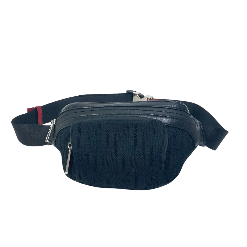FENDI Zucca Mesh Sling Bag Black Polyamide & Leather Crossbody 100% Authentic ✨Excellent Pre-Owned