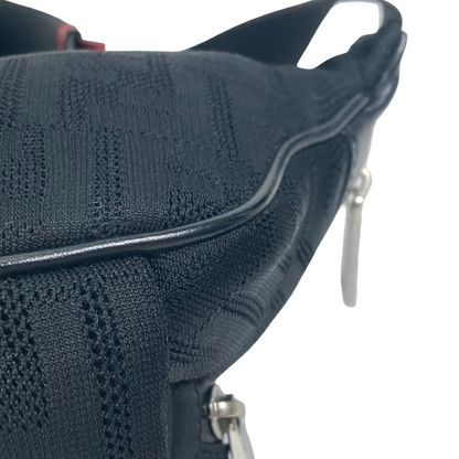 FENDI Zucca Mesh Sling Bag Black Polyamide & Leather Crossbody 100% Authentic ✨Excellent Pre-Owned