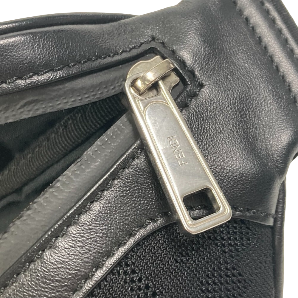 FENDI Zucca Mesh Sling Bag Black Polyamide & Leather Crossbody 100% Authentic ✨Excellent Pre-Owned