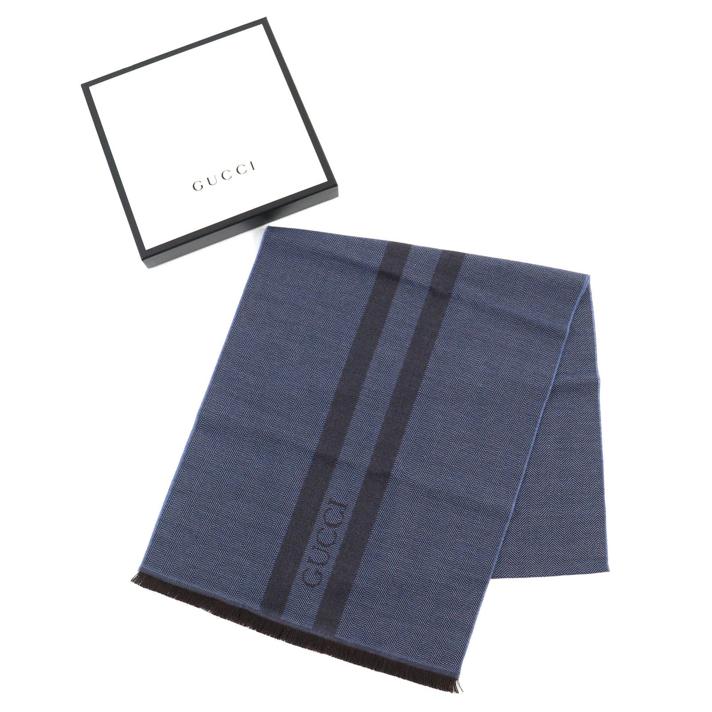 Gucci Scarf wool Navy mens 100% Authentic ✨Excellent Pre Owned Hardly Used