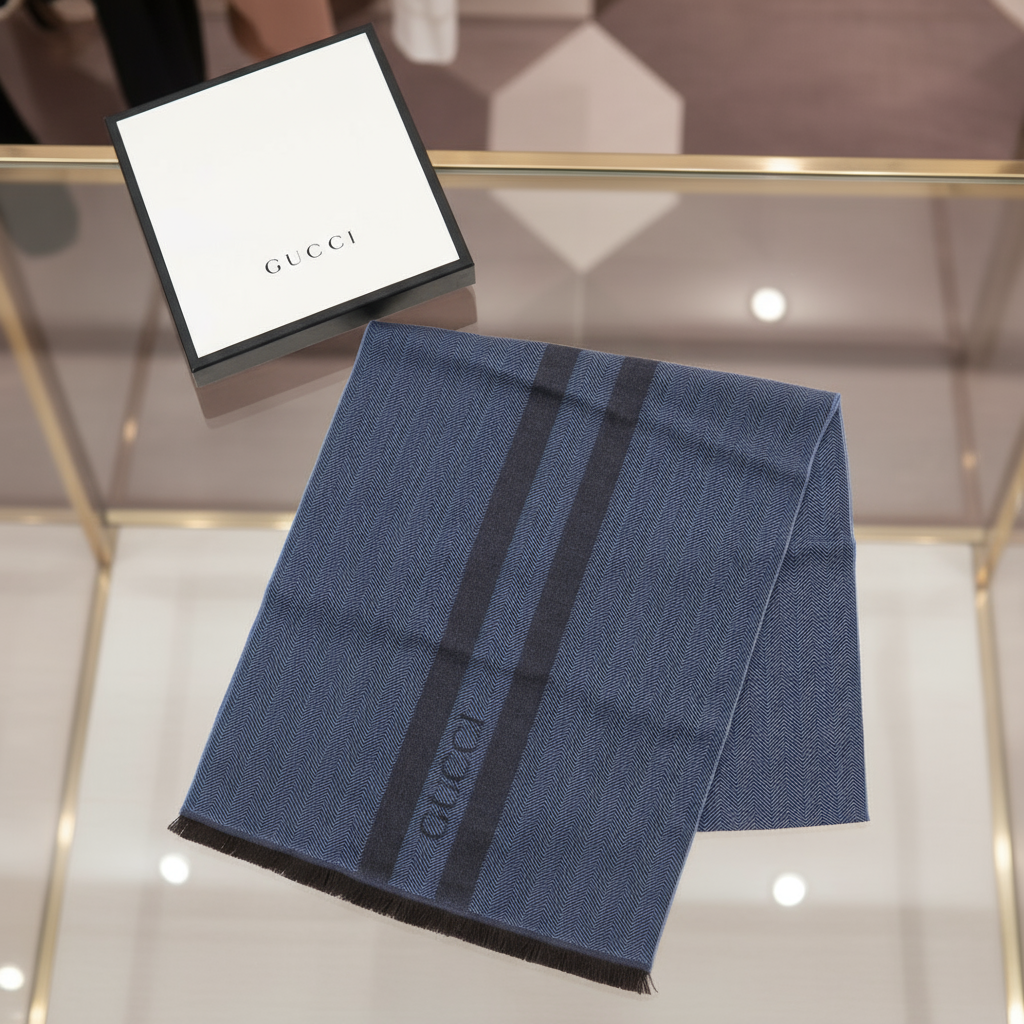 Gucci Scarf wool Navy mens /Unisex
