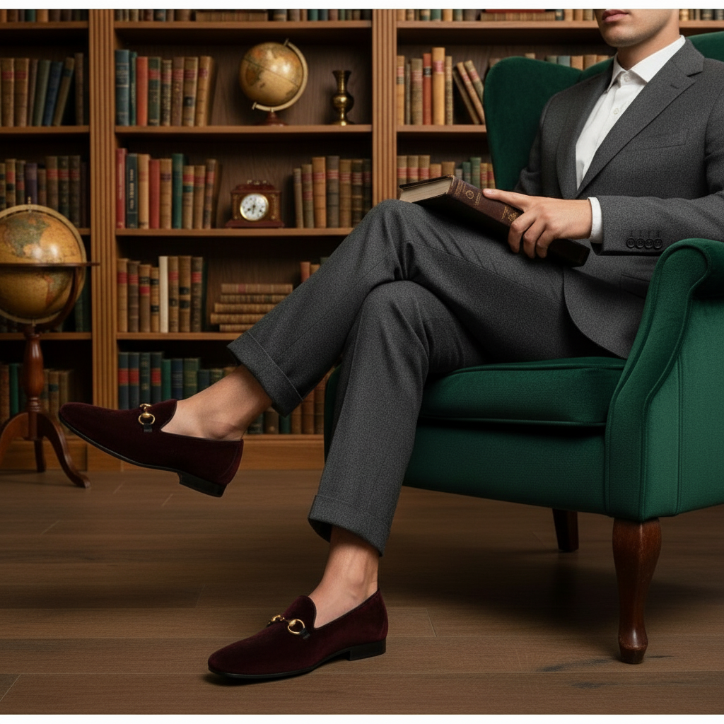 GUCCI size 8.5 Men’s Loafers Velour Bordeaux