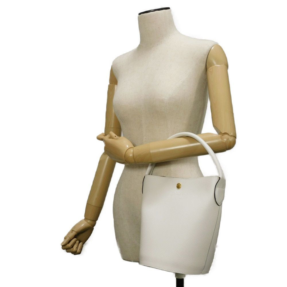 Longchamp – Epurée S Bucket Bag – Cuir d’Ursie – Blanc Russian Embossed Leather – 100% Authentic ✨Excellent Pre-Owned Condition