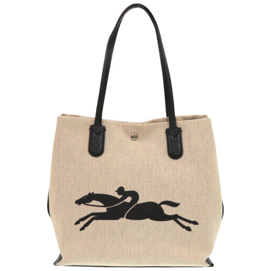 LONGCHAMP – Tote Bag – Rozo – Beige Canvas & Leather – 100% Authentic-✨Excellent Pre Owned Condition