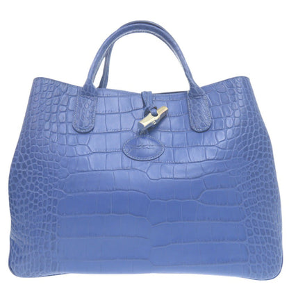 Longchamp – Rozo Tote Bag  Blue Crocodile-Embossed Leather – 100% Authentic ✨Very Good Pre-Owned Condition