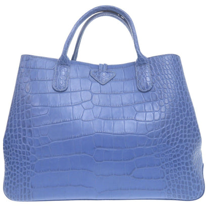 Longchamp – Rozo Tote Bag  Blue Crocodile-Embossed Leather – 100% Authentic ✨Very Good Pre-Owned Condition