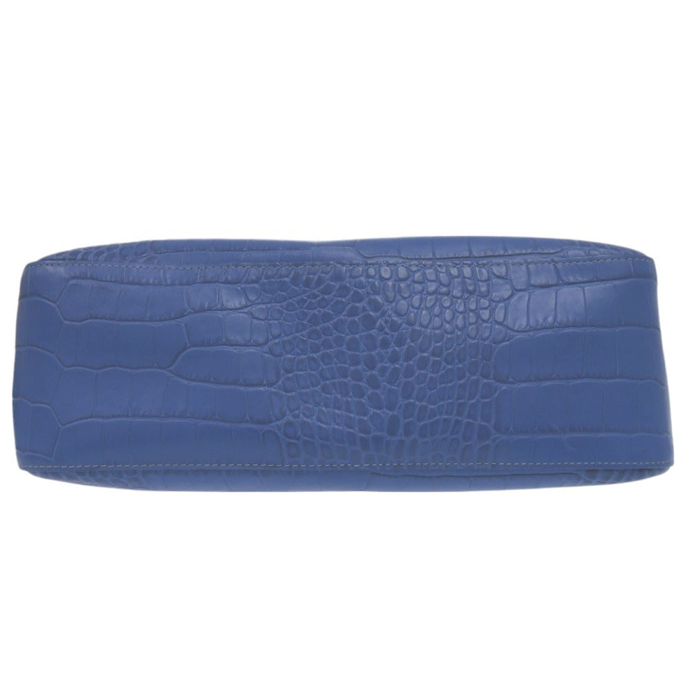 Longchamp – Rozo Tote Bag  Blue Crocodile-Embossed Leather – 100% Authentic ✨Very Good Pre-Owned Condition