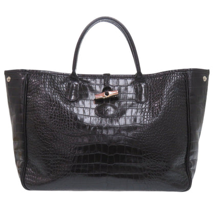 LONGCHAMP – Tote Bag – Embossed Leather Black – 100% Authentic ✨Good Pre-Owned Used Condition