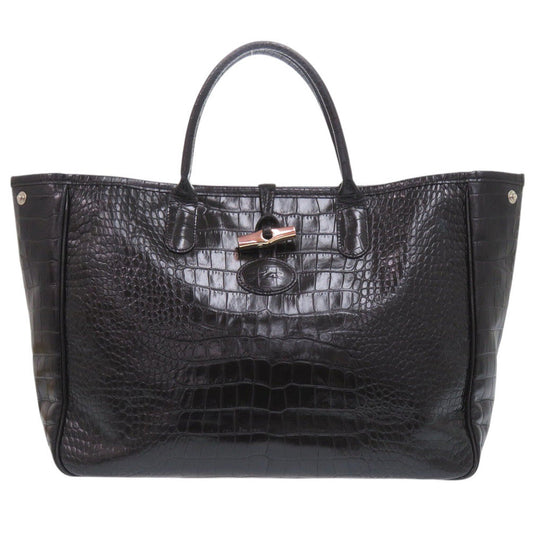 LONGCHAMP – Tote Bag – Embossed Leather Black – 100% Authentic ✨Good Pre-Owned Used Condition