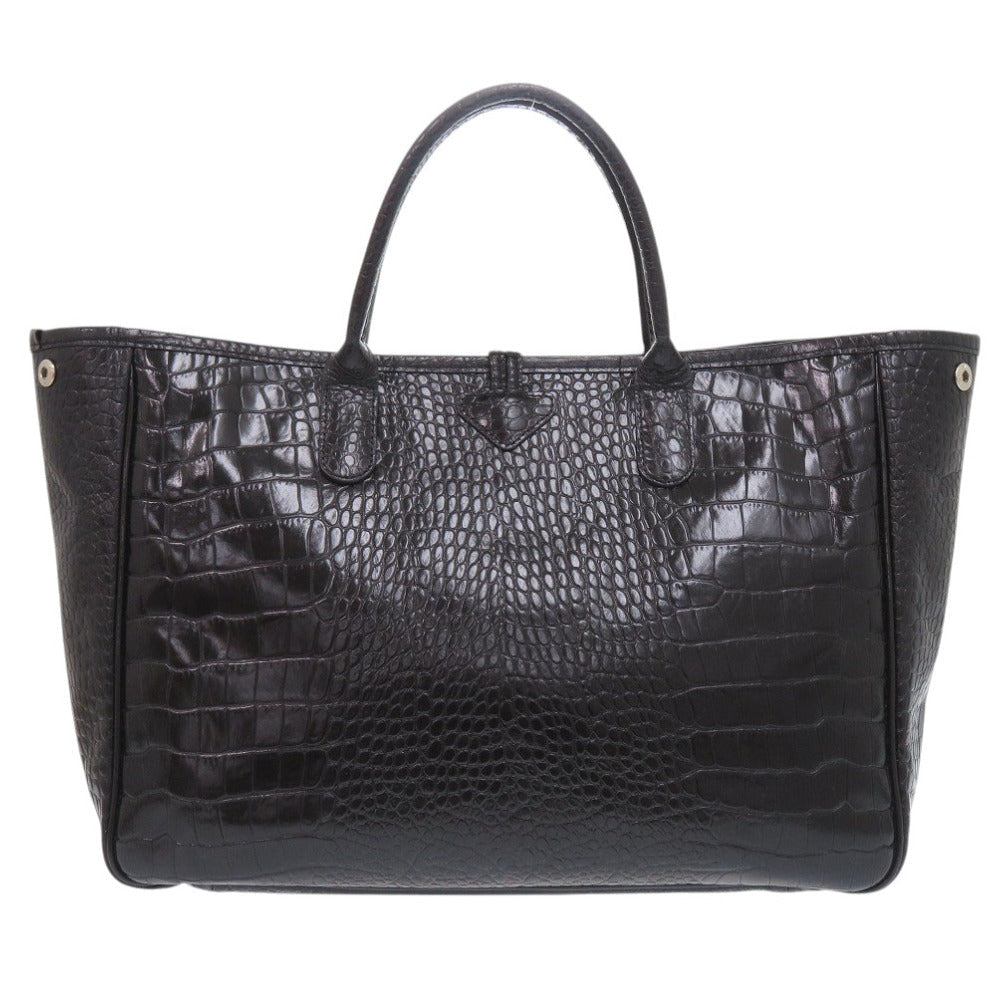 LONGCHAMP – Tote Bag – Embossed Leather Black – 100% Authentic ✨Good Pre-Owned Used Condition