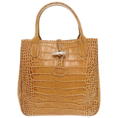 Longchamp – Rozo Handbag – Model Croco-Embossed Leather – Camel – 100% Authentic ✨Excellent Pre-Owned Condition