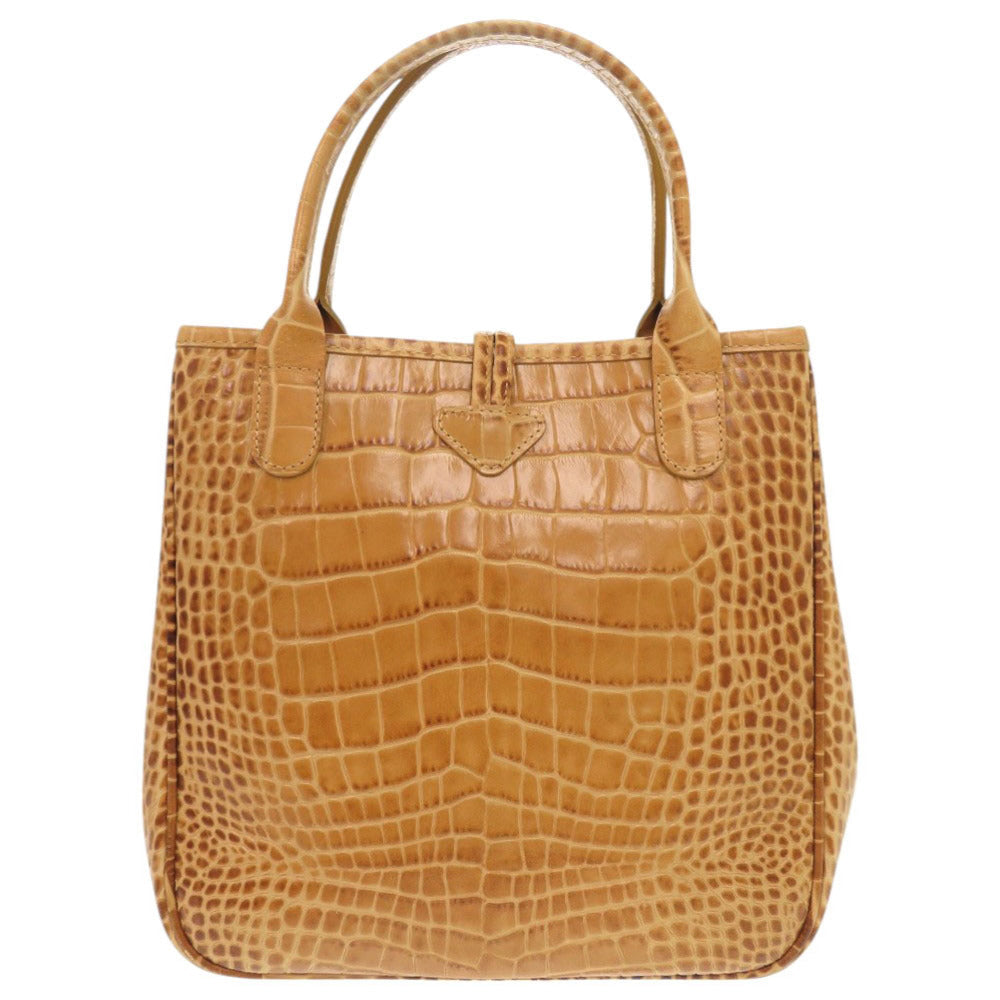 Longchamp – Rozo Handbag – Model Croco-Embossed Leather – Camel – 100% Authentic ✨Excellent Pre-Owned Condition