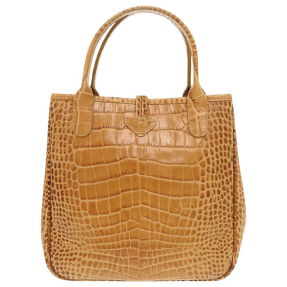 Longchamp – Rozo Handbag – Model Croco-Embossed Leather – Camel – 100% Authentic ✨Excellent Pre-Owned Condition