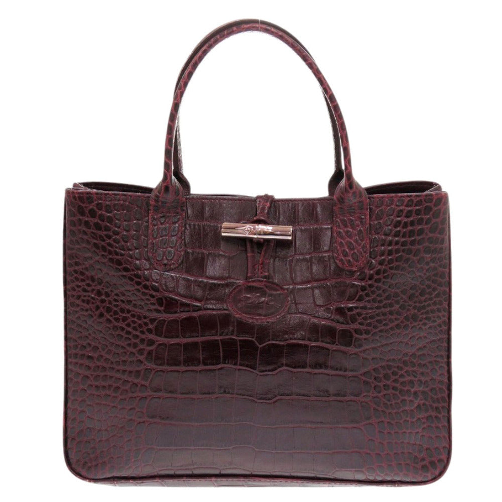 LONGCHAMP – Handbag – Rozo – Embossed Leather Bordeaux – 1998 – 100% Authentic ✨Excellent Pre-Owned Vintage Condition