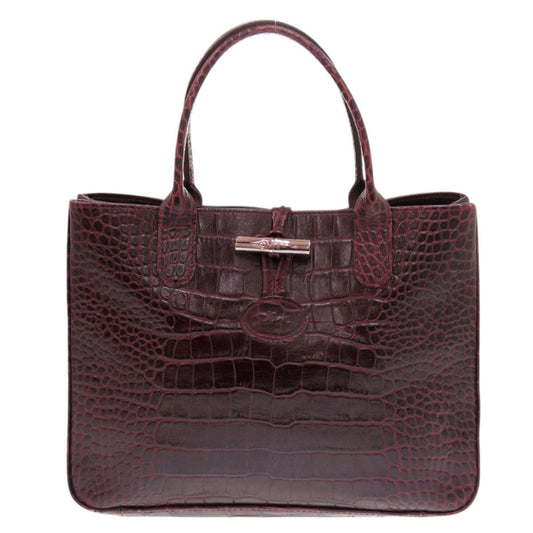 LONGCHAMP – Handbag – Rozo – Embossed Leather Bordeaux – 1998 – 100% Authentic ✨Excellent Pre-Owned Vintage Condition