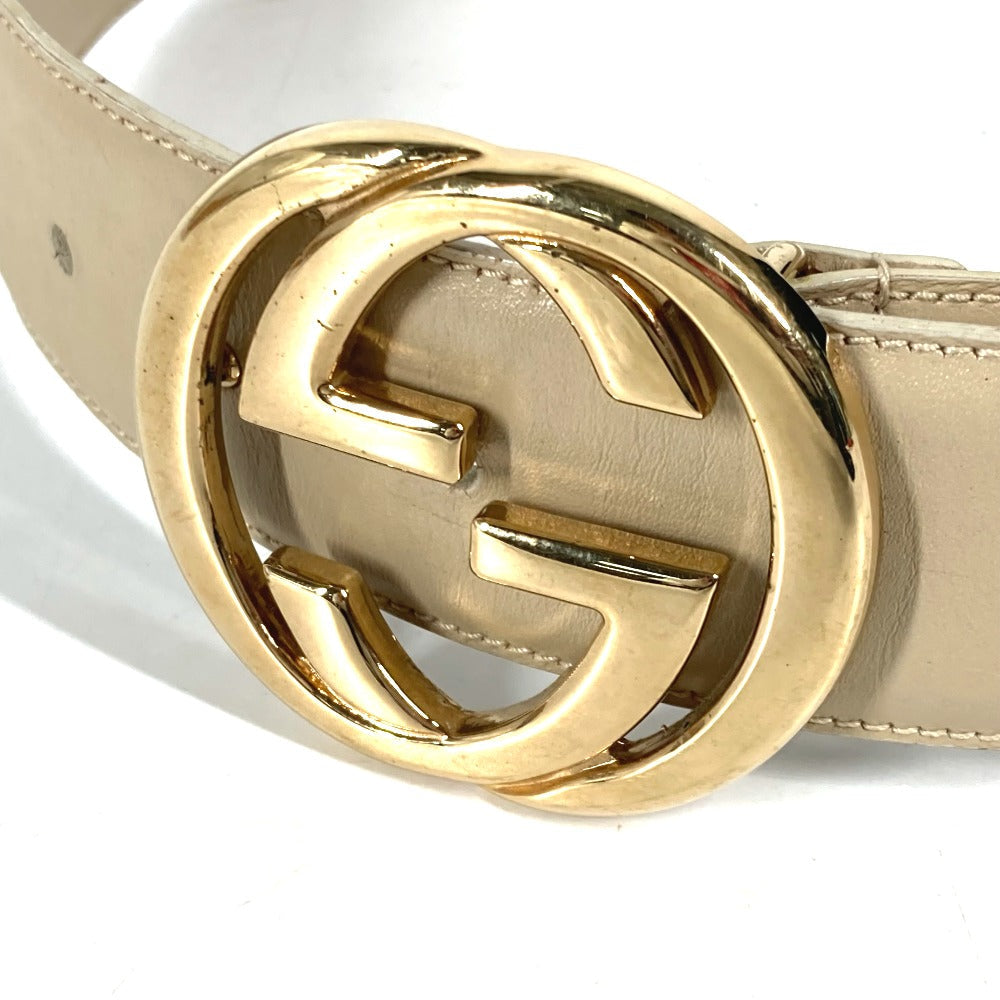 GUCCI – GG Logo Belt Beige Leather – Women’s Size 65 – 100% Authentic ✨Very Good Pre-Owned Condition