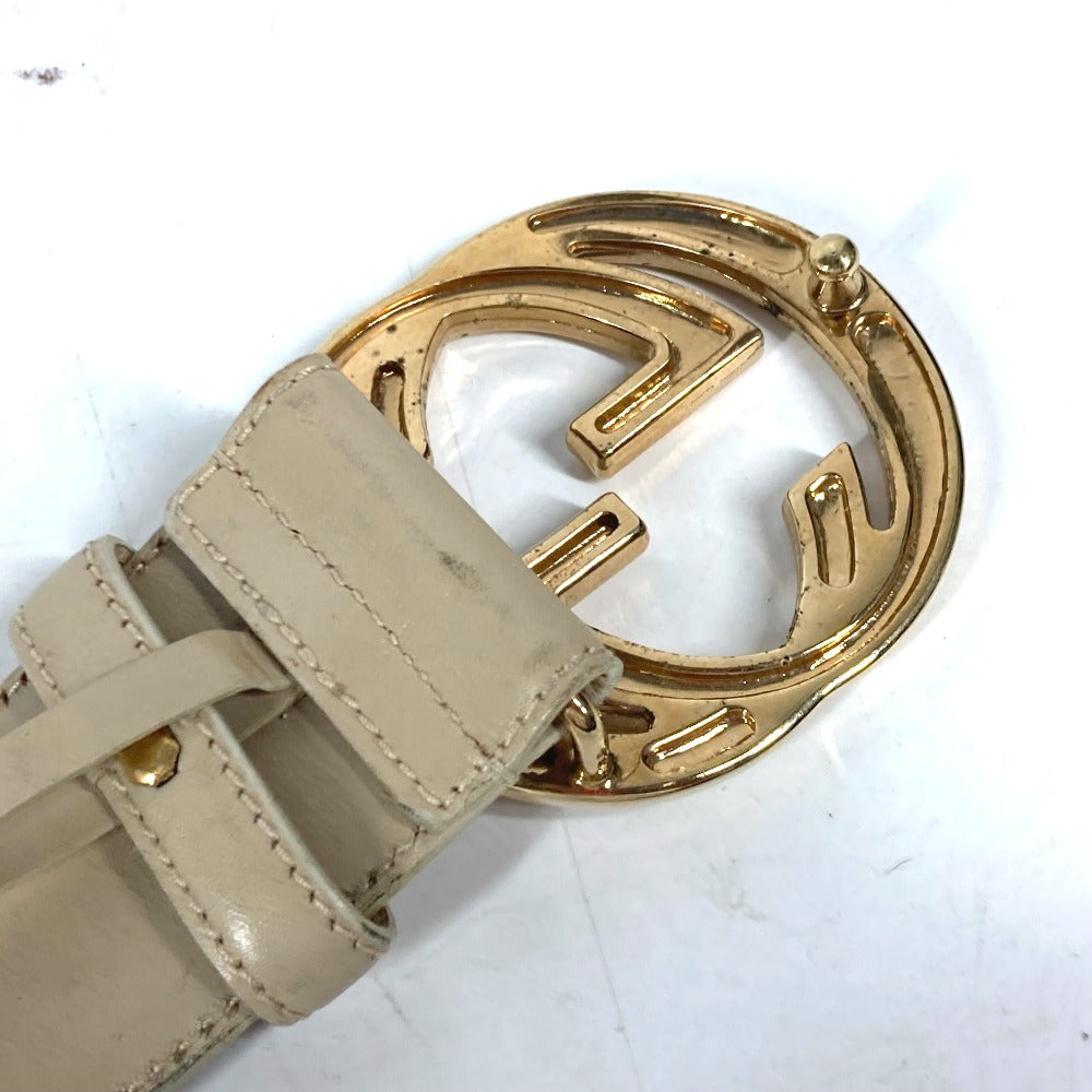 GUCCI – GG Logo Belt Beige Leather – Women’s Size 65 – 100% Authentic ✨Very Good Pre-Owned Condition