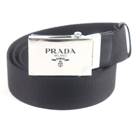 PRADA Belt Nylon & Saffiano Leather Black Men’s 95/38 100% Authentic ✨Unused Condition✨