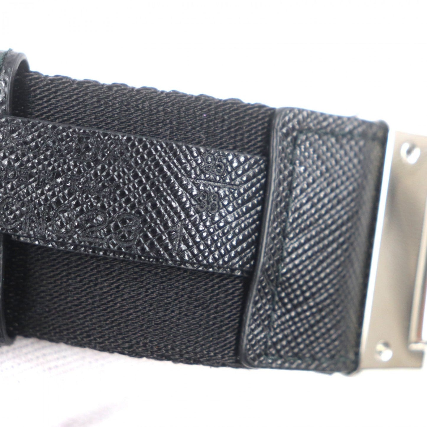 PRADA Belt Nylon & Saffiano Leather Black Men’s 95/38 100% Authentic ✨Unused Condition✨