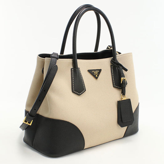 PRADA – 2-Way Canapa Tote – Beige Canvas – 2011 – 100% Authentic ✨Excellent, with light use Pre-Owned Condition