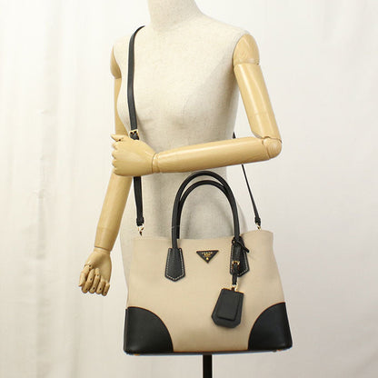 PRADA – 2-Way Canapa Tote – Beige Canvas – 2011 – 100% Authentic ✨Excellent, with light use Pre-Owned Condition