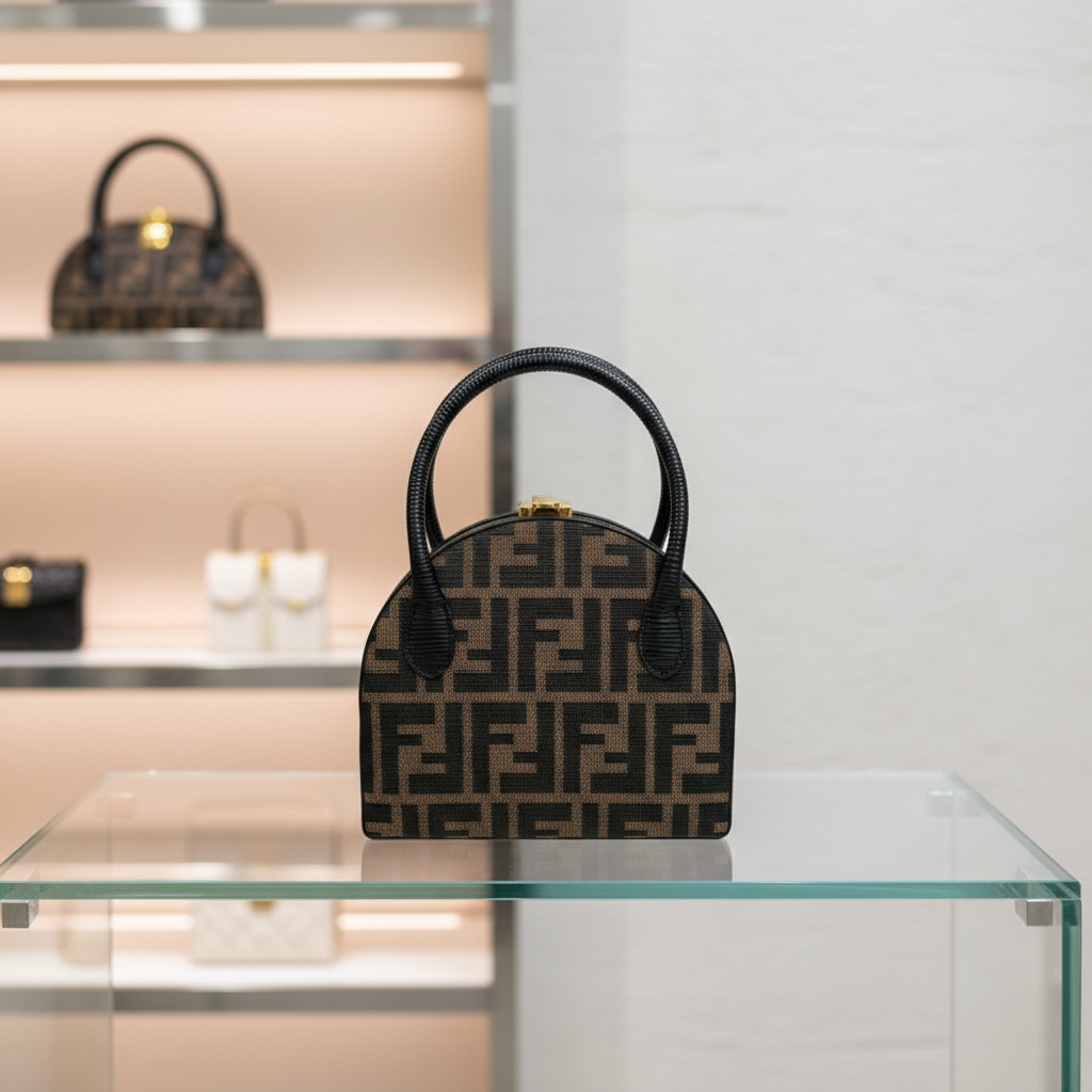 FENDI – Zucca Line Handbag – Brown Canvas –