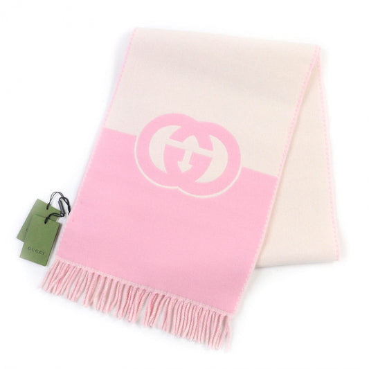 GUCCI – Scarf – Ivory Pink Wool & Cashmere – 100% Authentic Pre-Owned ✨Unused Condition