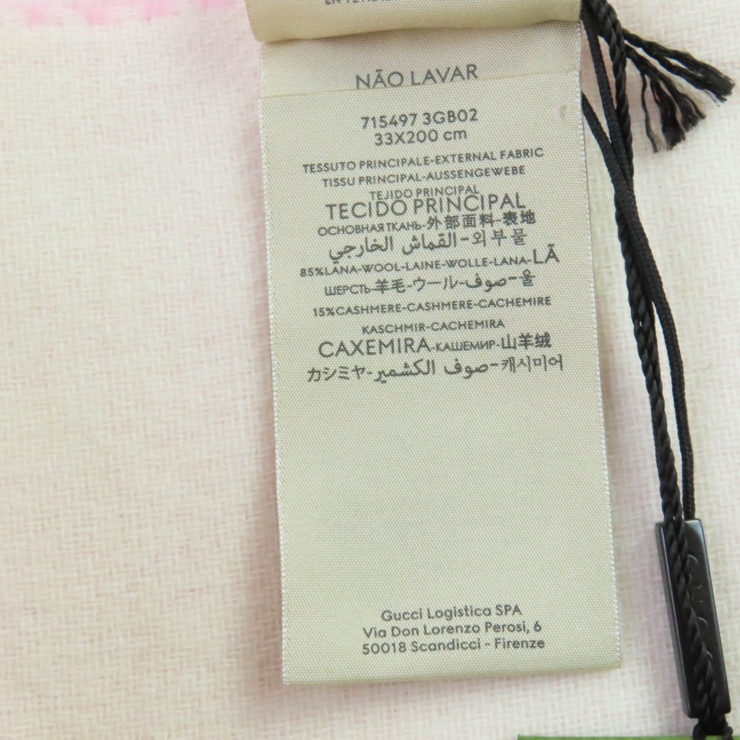 GUCCI – Scarf – Ivory Pink Wool & Cashmere – 100% Authentic Pre-Owned ✨Unused Condition