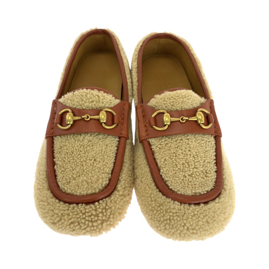 GUCCI loafers Mouton Brown Gold Metal Loafer moccasin Horsebit Women 8 Used 100% authentic ✨Unused, pristine condition