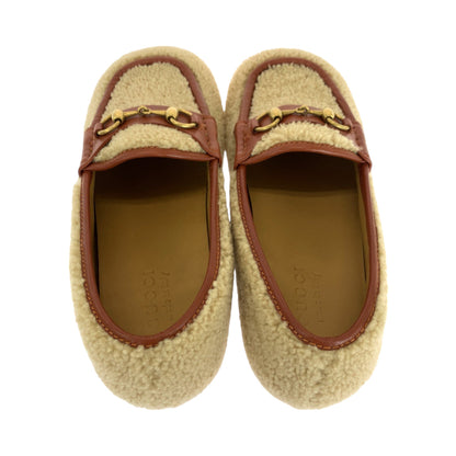 GUCCI loafers Mouton Brown Gold Metal Loafer moccasin Horsebit Women 8 Used 100% authentic ✨Unused, pristine condition