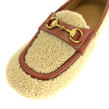 GUCCI loafers Mouton Brown Gold Metal Loafer moccasin Horsebit Women 8 Used 100% authentic ✨Unused, pristine condition