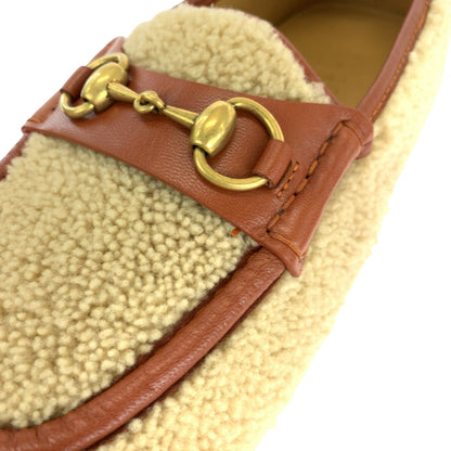 GUCCI loafers Mouton Brown Gold Metal Loafer moccasin Horsebit Women 8 Used 100% authentic ✨Unused, pristine condition