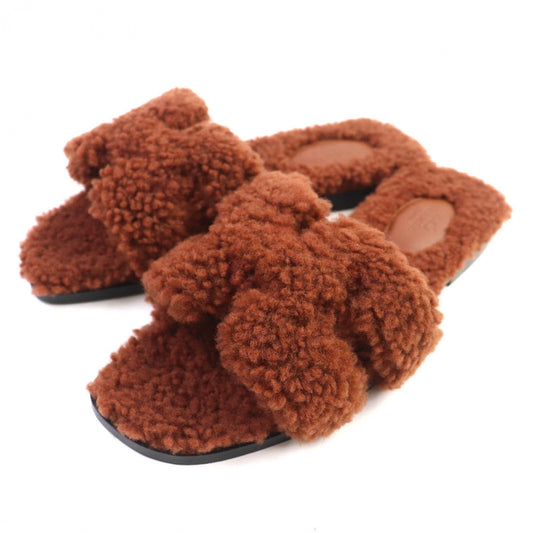 HERMES – Oran Sandals – Brown Mouton – Size 37 – 100% Authentic Pre-Owned✨ Unused/Excellent Condition ~20% MSRP