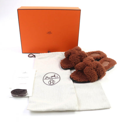 HERMES – Oran Sandals – Brown Mouton – Size 37 – 100% Authentic Pre-Owned✨ Unused/Excellent Condition ~20% MSRP