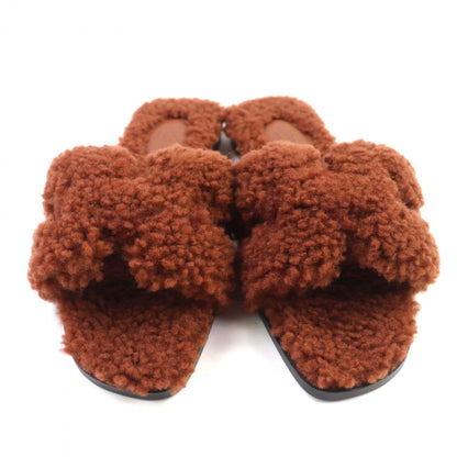 HERMES – Oran Sandals – Brown Mouton – Size 37 – 100% Authentic Pre-Owned✨ Unused/Excellent Condition ~20% MSRP