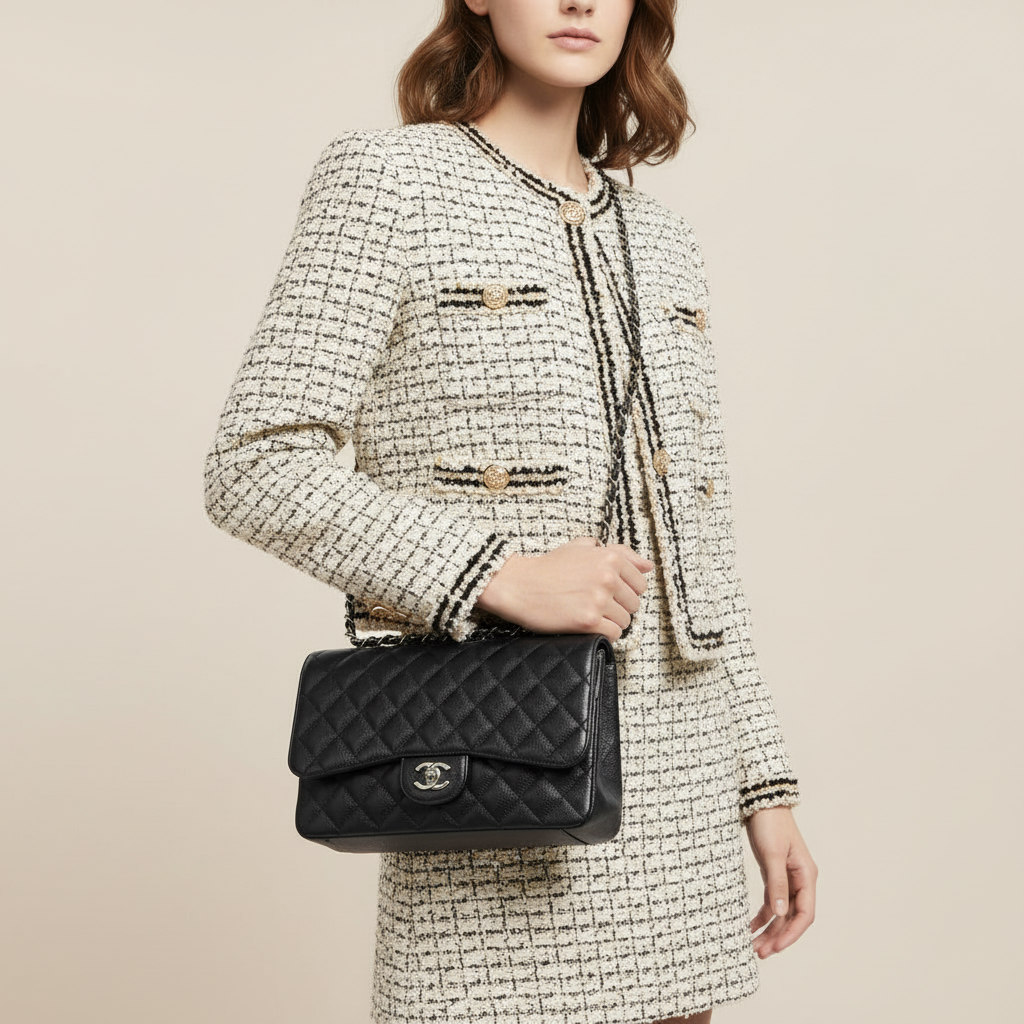 Chanel Black Caviar Leather with Gold-Tone Hardware