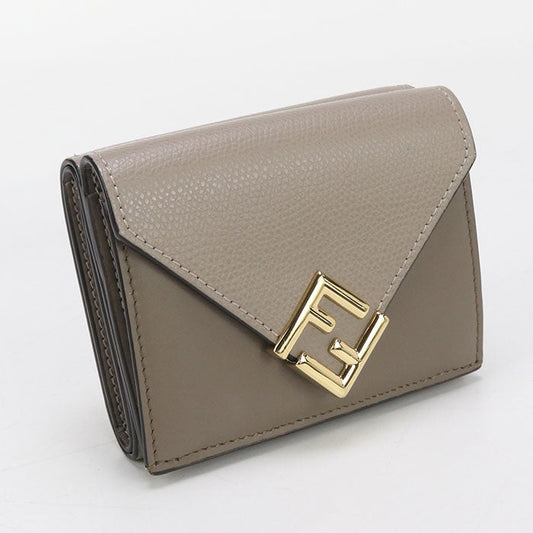 FENDI – FF Diamond Three-Fold Wallet – Gray Leather –