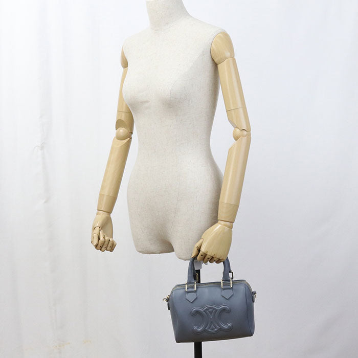 CELINE – Small Boston Handbag – Blue Smooth Calfskin Leather –