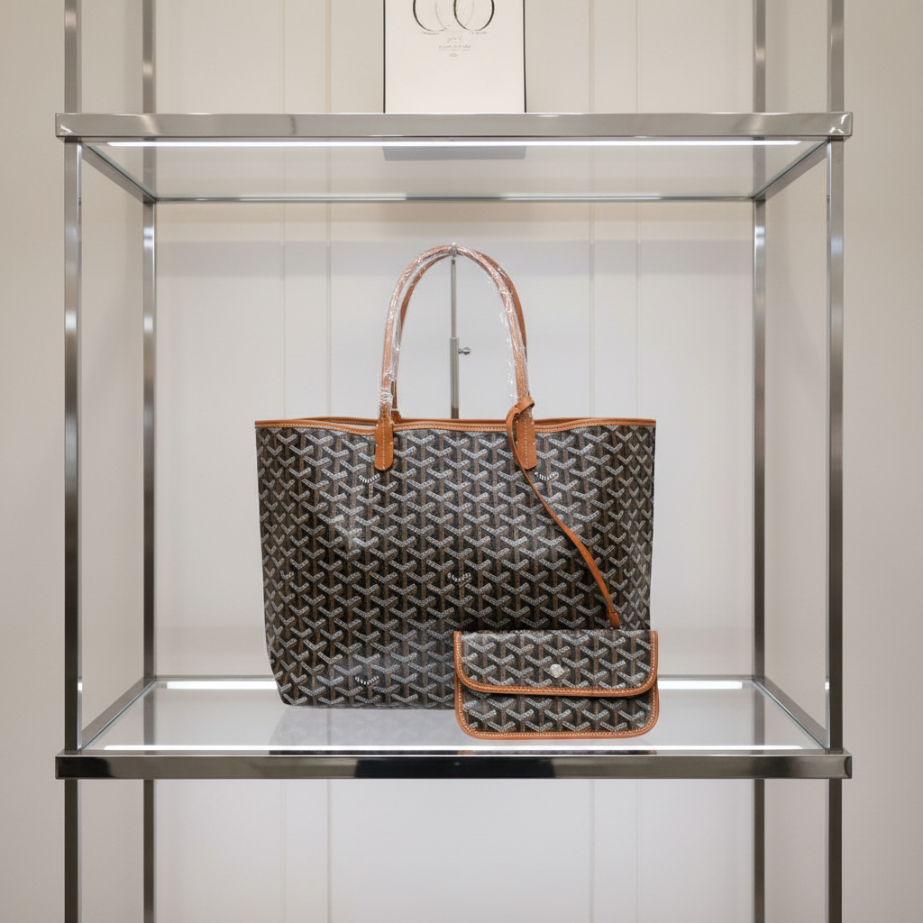 GOYARD – Saint Louis PM Tote – Black Goyardine Canvas –
