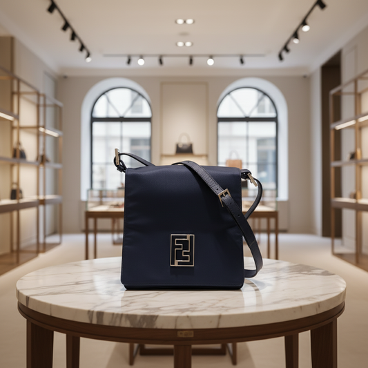 FENDI – FF Logo Nylon Shoulder Bag – Black