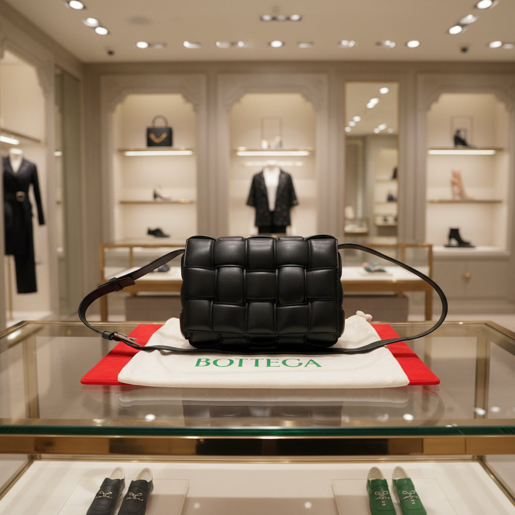 BOTTEGA VENETA – Padded Cassette Shoulder Bag – Black Leather –