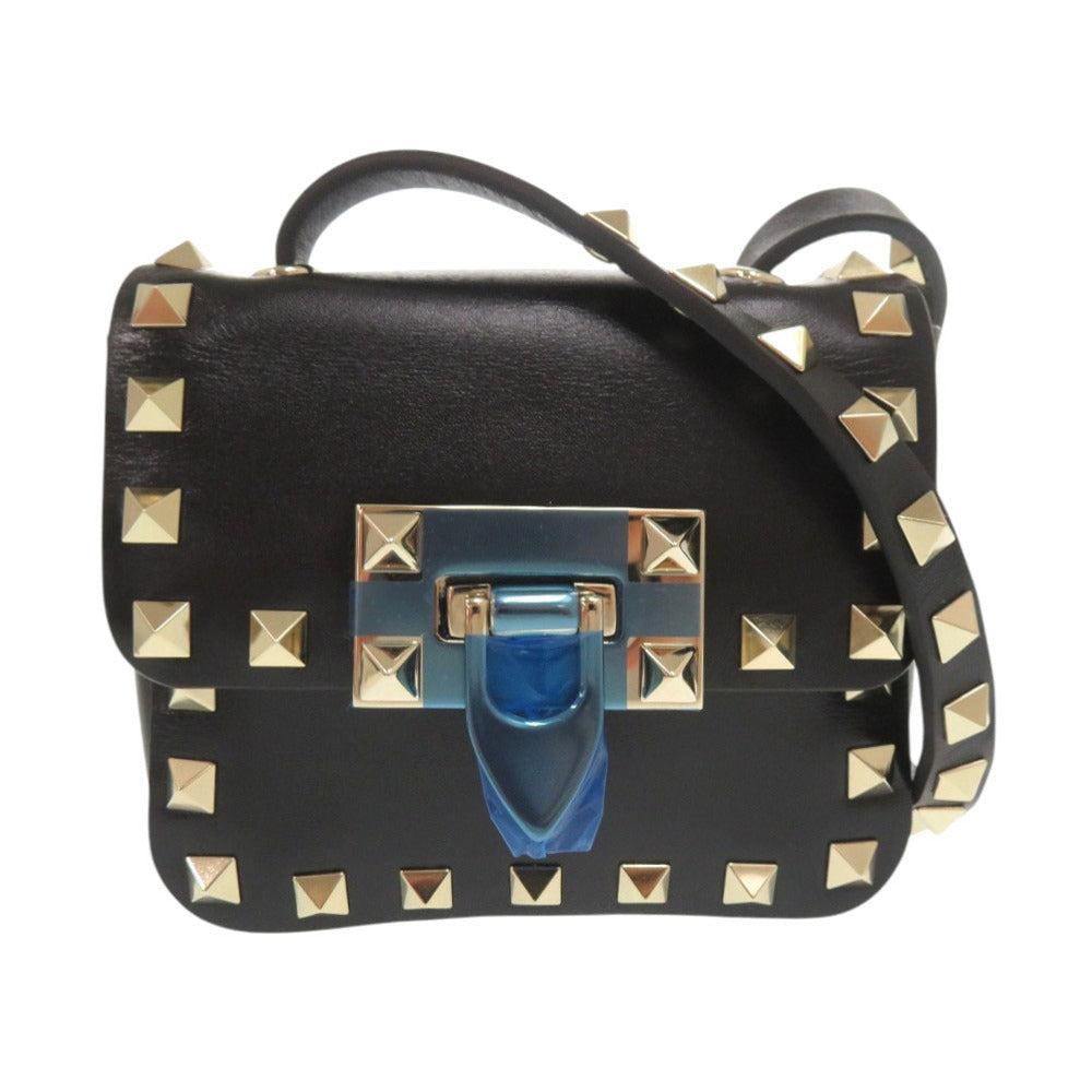 VALENTINO GARAVANI – Rockstud Shoulder Bag – Black Leather