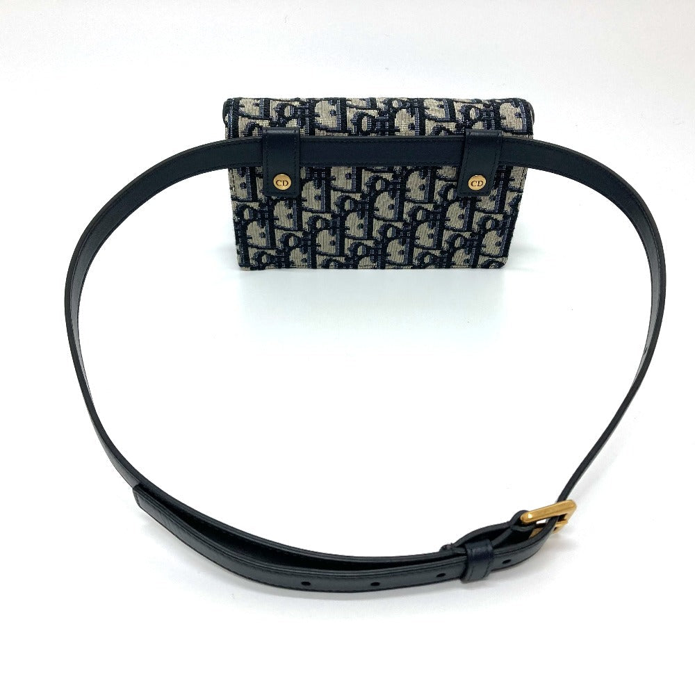 DIOR – Oblique Saddle Belt Pouch / Waist Bag – Leather × Canvas Navy