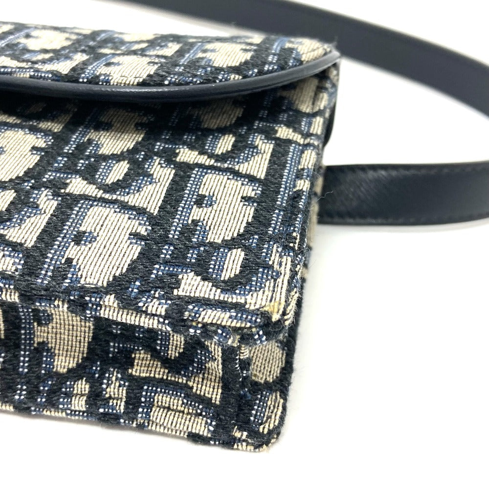 DIOR – Oblique Saddle Belt Pouch / Waist Bag – Leather × Canvas Navy